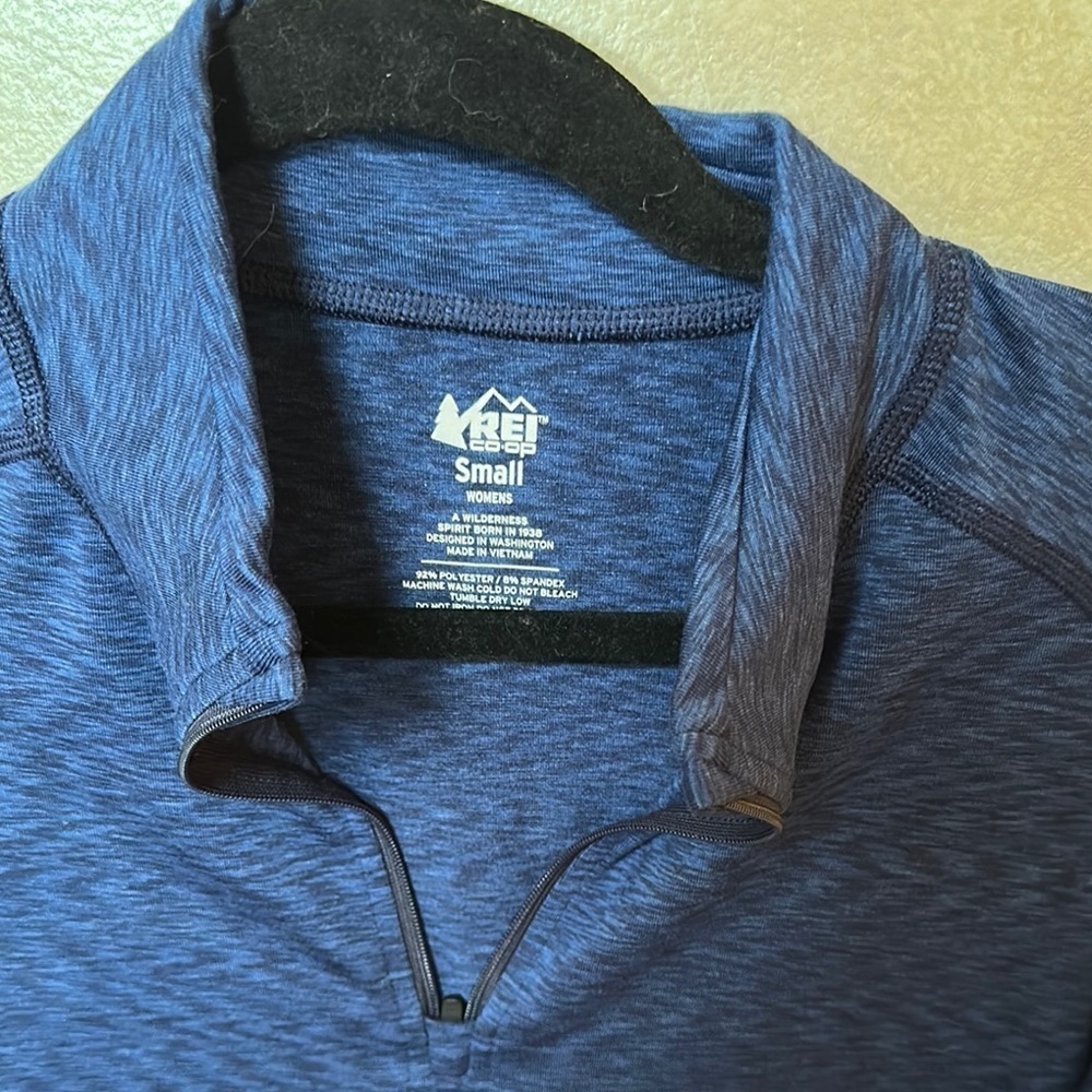 REI Blue Long Sleeve Quarter-Zip Top - Picture 2 of 7
